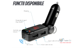 Modulator FM auto cu design pliabil reglabil, Bluetooth pentru redare muzica wireless si apeluri hands-free, microfon integrat pentru convorbiri clare, 2 porturi USB-A pentru incarcare simultana si re