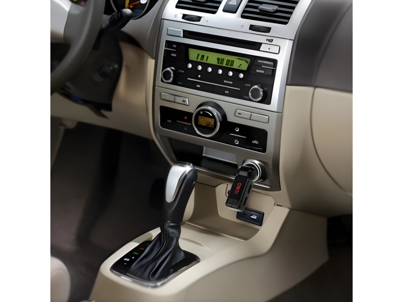 Modulator FM auto cu design pliabil reglabil, Bluetooth pentru redare muzica wireless si apeluri hands-free, microfon integrat pentru convorbiri clare, 2 porturi USB-A pentru incarcare simultana si re