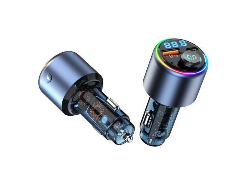 Modulator FM universal cu Bluetooth, redare muzica wireless, apeluri hands-free, port USB-A si port USB-C pentru incarcare rapida, compatibil Android si iOS, alimentare 12, 24 V