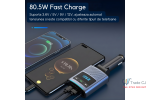 Modulator FM multifunctional cu Bluetooth, cablu USB-C retractabil, port USB-A si USB-C pentru incarcare rapida, redare muzica wireless si apeluri hands-free, compatibil Android si iOS