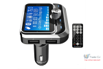 Modulator FM auto cu Bluetooth pentru redare muzica si apeluri hands-free, buton rotativ multifunctional, 2 porturi USB-A, slot microSD, sunet clar si conectivitate stabila, compatibil Android si iOS,