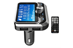 Modulator FM auto cu Bluetooth pentru redare muzica si apeluri hands-free, buton rotativ multifunctional, 2 porturi USB-A, slot microSD, sunet clar si conectivitate stabila, compatibil Android si iOS,