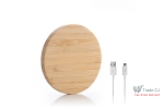 Incarcator wireless Wirber01 pentru telefon, lemn bambus, alimentare USB