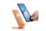 Incarcator wireless FastCharge cu stand Qistan01 pentru telefon, lemn bambus, alimentare USB, 10W