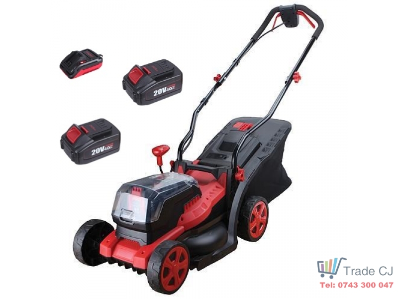 Masina de tuns iarba, gazon, electrica, cu 2 acumulatori 4 Ah, incarcator 2x20V Li-Ion, 34 cm, Worcraft Old