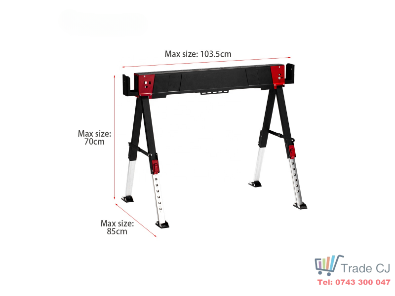Capra profesionala de lucru, pliabila, reglabila pe inaltime 61-85 cm, suport taiere lemn si materiale, sarcina maxima 600 kg, pentru atelier, constructii, bricolaj