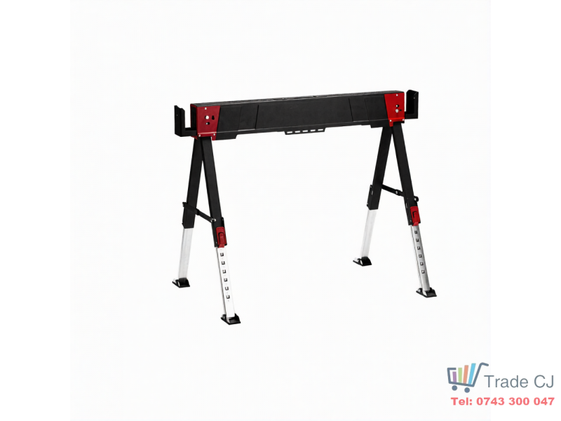 Capra profesionala de lucru, pliabila, reglabila pe inaltime 61-85 cm, suport taiere lemn si materiale, sarcina maxima 600 kg, pentru atelier, constructii, bricolaj