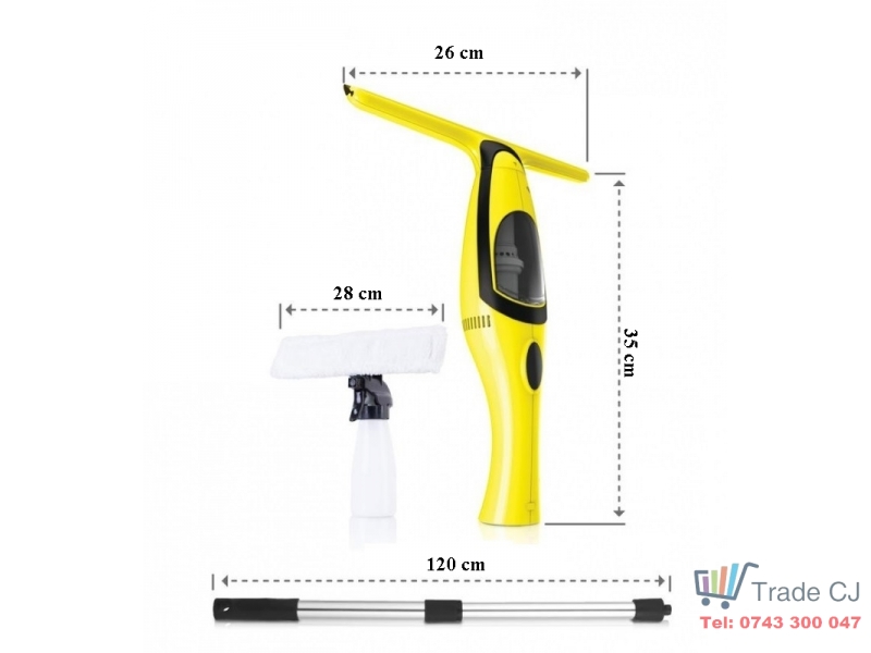 Aspirator geamuri cu acumulator Li-Ion 2000mAh, maner telescopic max 120cm