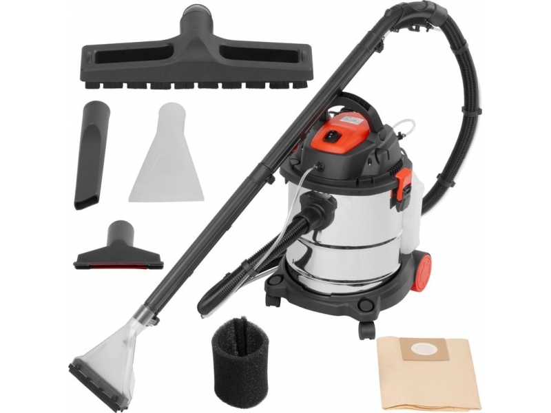 Aspirator industrial cu spalare MWD-211 3 in 1, aspirare umeda si uscata, curatare covoare si tapiterii, functie suflare, filtru HEPA, rezervor inox 20 L, 1600 W