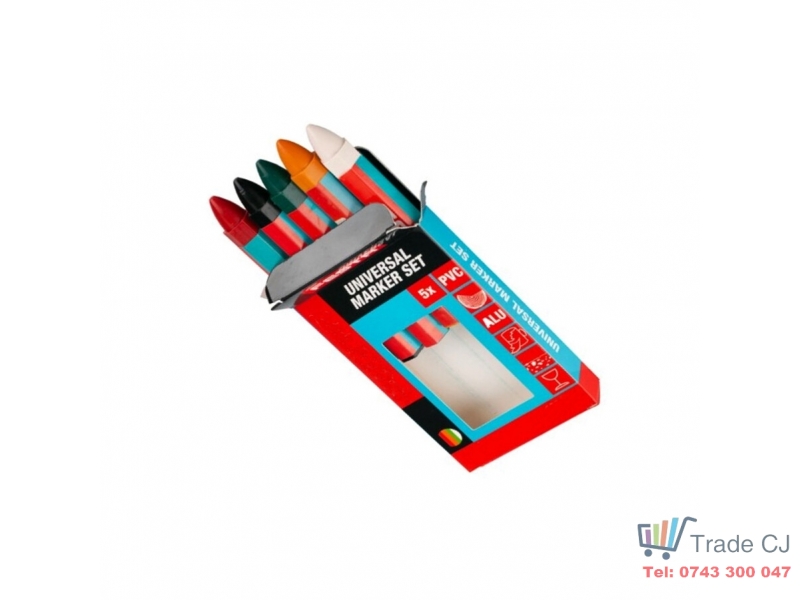 Set 5 bucati marker cerat pentru pvc, lemn, aluminiu, portelan, sticla