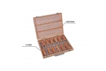 Set 12 dalti profesionale pentru sculptura in lemn si tamplarie, maner lemn fag, cutie transport lemn