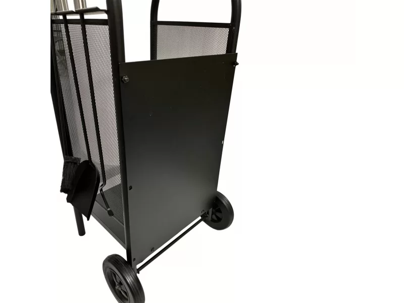 Suport cu roti pentru lemne + 3 accesorii pentru sobe si seminee