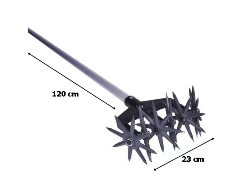 Cultivator manual,latime 23 cm,6 roti stelate,coada aluminiu 120 cm