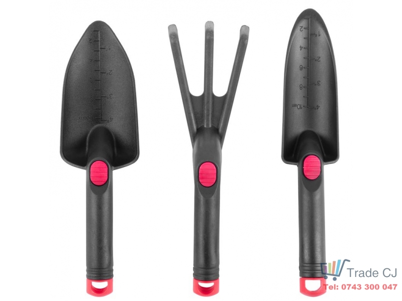 Set unelte de gradinarit GS989, 3 piese, plastic rezistent, 2 lopeti mici si afanator pamant