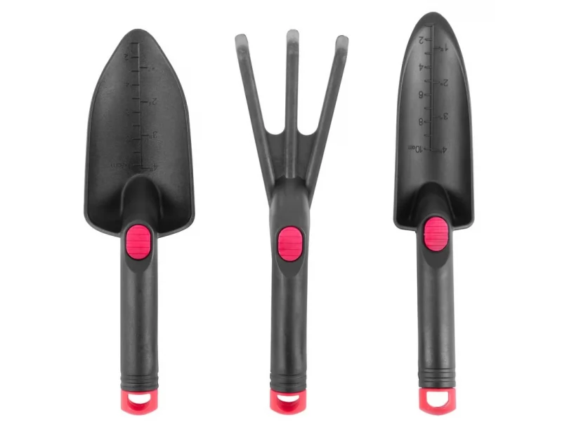 Set unelte de gradinarit GS989, 3 piese, plastic rezistent, 2 lopeti mici si afanator pamant