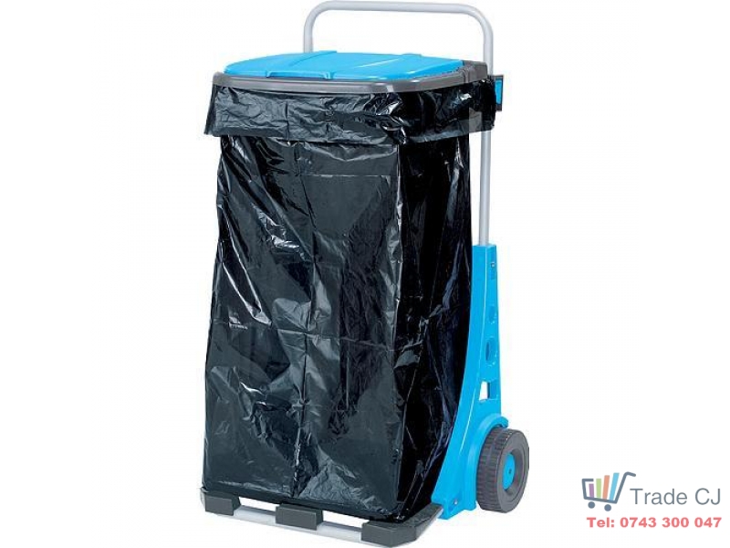 Suport pentru saci de gunoi cu roti pentru gradina, carucior transport max 50 kg 120 l
