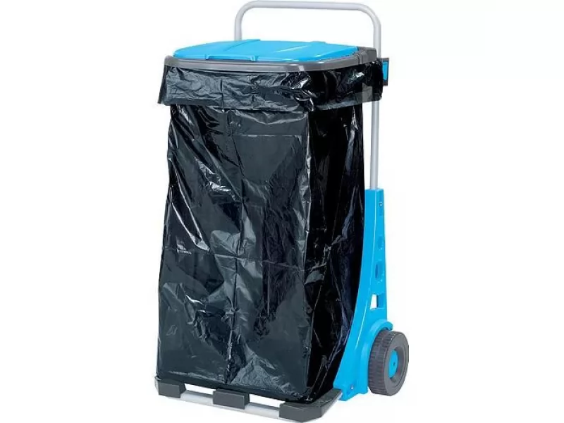 Suport pentru saci de gunoi cu roti pentru gradina, carucior transport max 50 kg 120 l