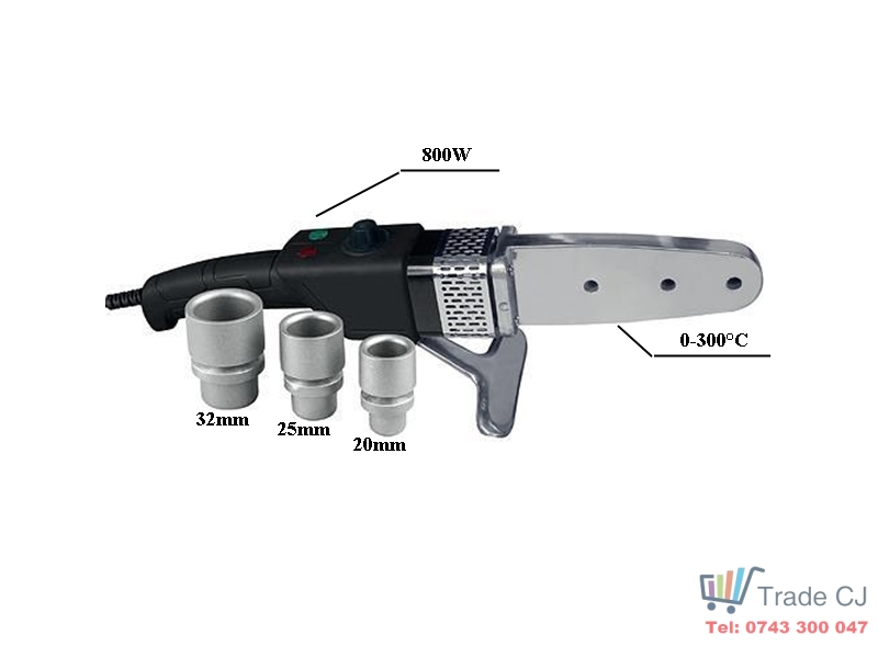 Aparat lipit tevi PPR,800W,0-300ﾰC cu 3 accesorii in cutie metal