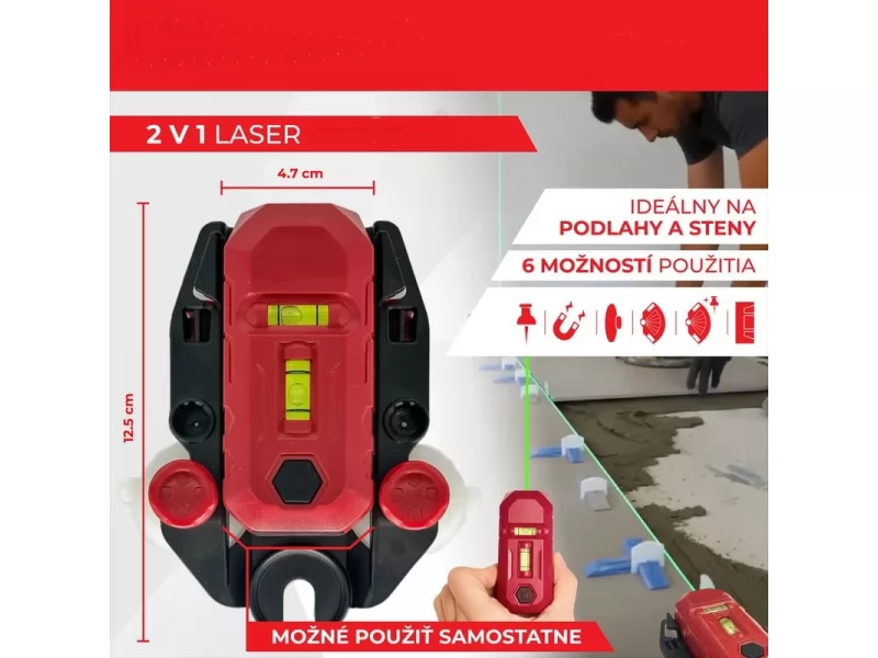 Nivela laser verde 20 m, acumulator Li-Ion cu incarcare USB, linie verticala orizontala, IP54, goniometru inclus