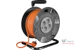 Prelungitor cu tambur, cadru metalic, 4 prize tip E x 230V, IP20, cordon cablu 1, 5mm, lungime 25 m, portocaliu, max 3680W 10A