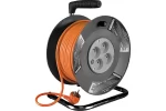 Prelungitor cu tambur, cadru metalic, 4 prize tip E x 230V, IP20, cordon cablu 1, 5mm, lungime 25 m, portocaliu, max 3680W 10A