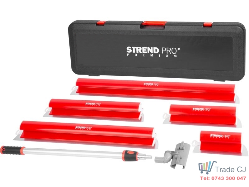 Set profesional cu 5 gletiere din inox 0. 3mm, maner telescopic, geanta transport, 25, 40, 60, 80, 100 cm