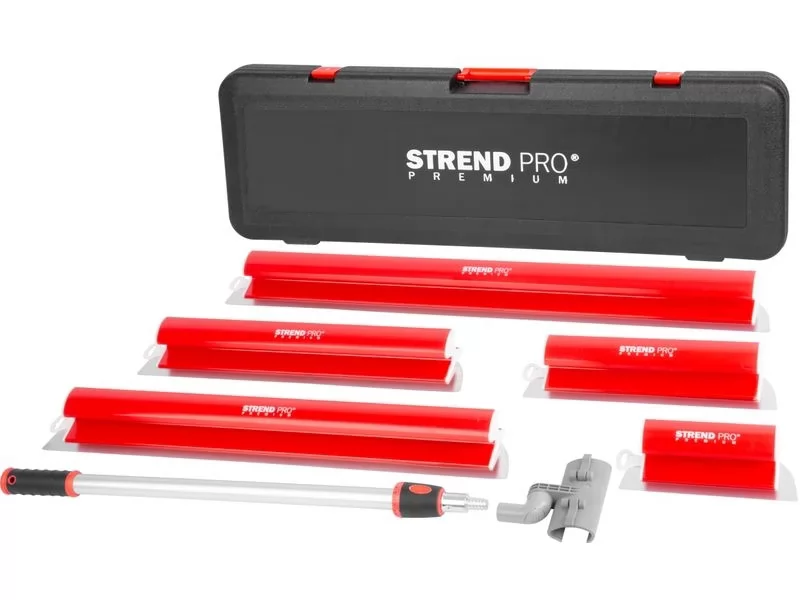 Set profesional cu 5 gletiere din inox 0. 3mm, maner telescopic, geanta transport, 25, 40, 60, 80, 100 cm