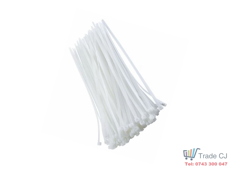 Set 50 bucati coliere plastic albe, 2.5x120mm