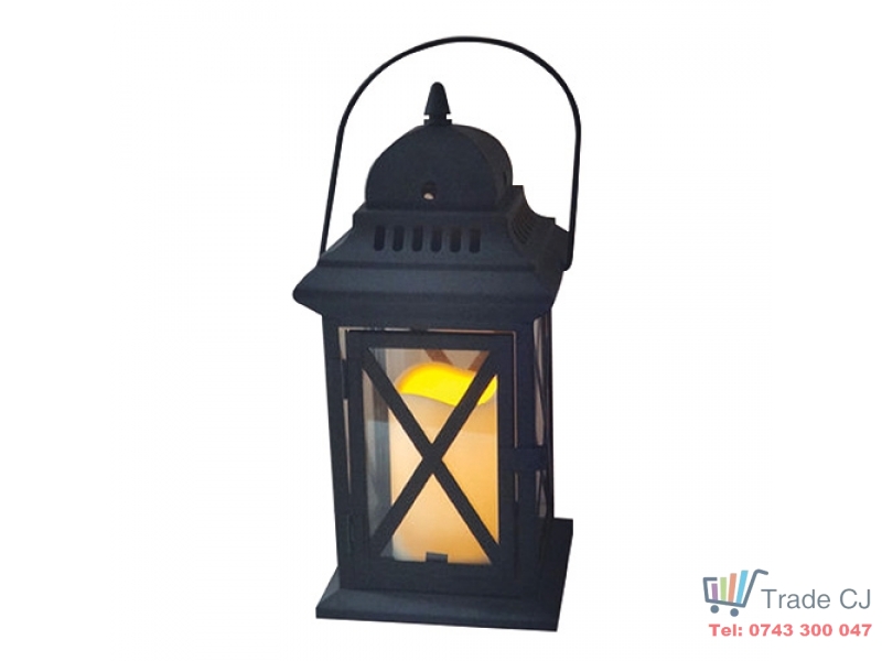 Felinar terasa metalic cu LED,14x14x30 cm,3 x AAA