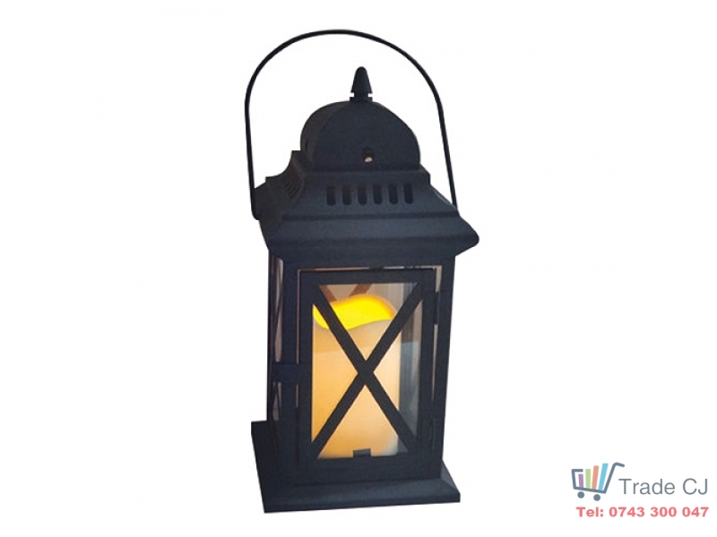 Felinar terasa metalic cu LED,14x14x30 cm,3 x AAA