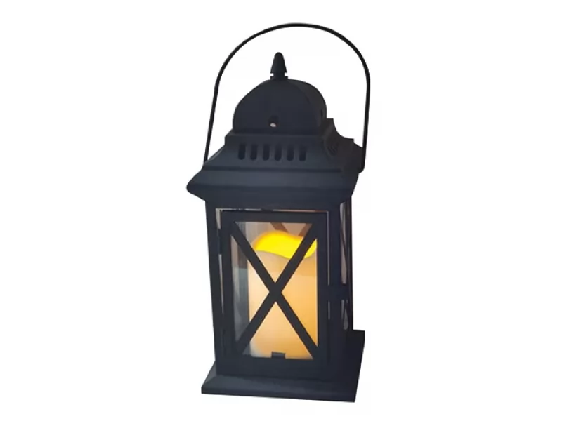 Felinar terasa metalic cu LED,14x14x30 cm,3 x AAA