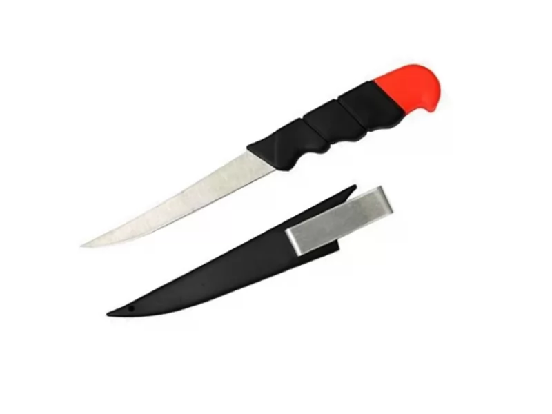 Cutit pentru pescuit, maner plastic, lungime totala 26 cm, teaca plastic cu agatator