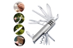 Briceag multifunctional 15 in 1 din otel inoxidabil, design ergonomic, ideal pentru camping si pescuit, husa textila