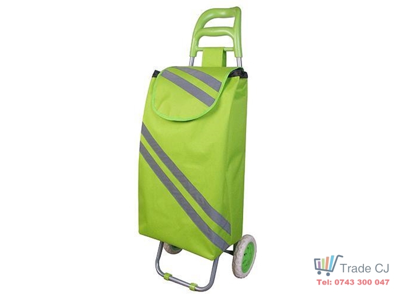 Carucior cumparaturi Green, PE PVC, max 30 kg, dimensiune 35 x 30 x 96 cm, benzi reflectorizante