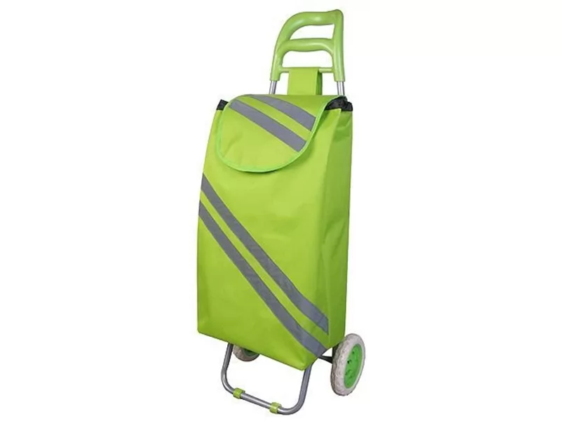 Carucior cumparaturi Green, PE PVC, max 30 kg, dimensiune 35 x 30 x 96 cm, benzi reflectorizante