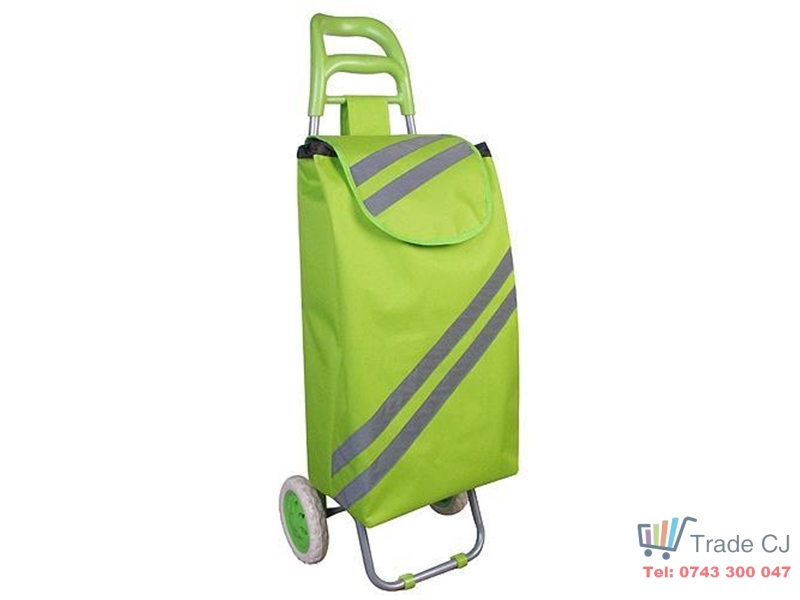 Carucior cumparaturi Green, PE PVC, max 30 kg, dimensiune 35 x 30 x 96 cm, benzi reflectorizante