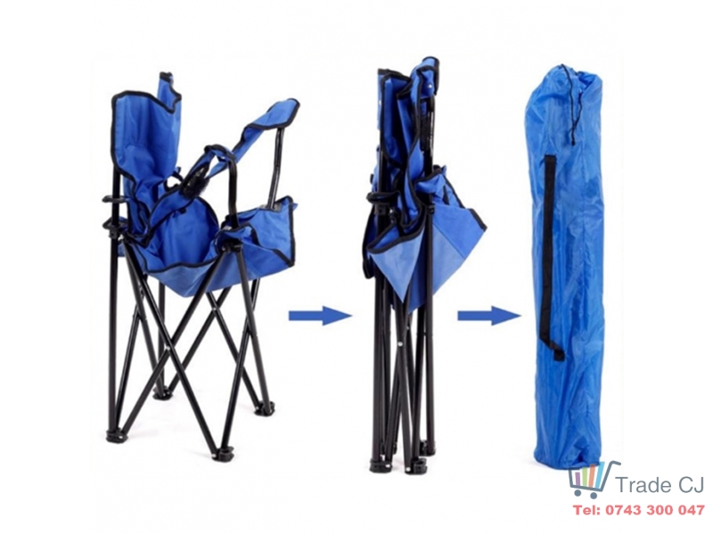Scaun pliabil pentru pescuit sau camping 53x53x90 cm, albastru, max 120kg, in husa transport