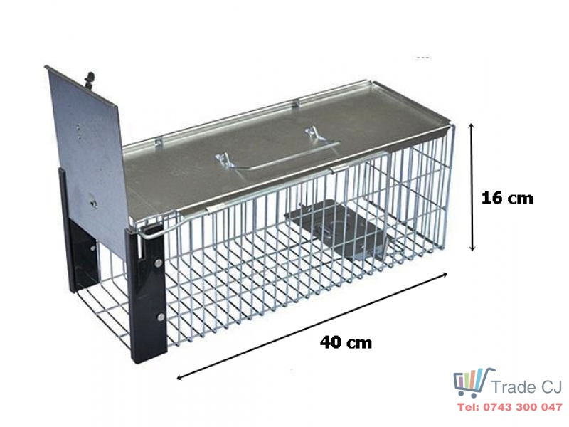 Capcana metalica pentru sobolani 40x16 cm, cursa profesionala reutilizabila pentru rozatoare, capcana mare pentru sobolani si soareci, sistem rezistent din metal pentru casa, ferma sau depozit