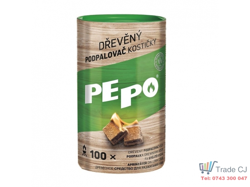 Brichete ecologice pentru aprins gratarul, seminee, sobe, PePo Wood Cube, 100 buc cutie