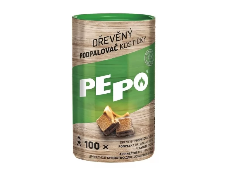 Brichete ecologice pentru aprins gratarul, seminee, sobe, PePo Wood Cube, 100 buc cutie