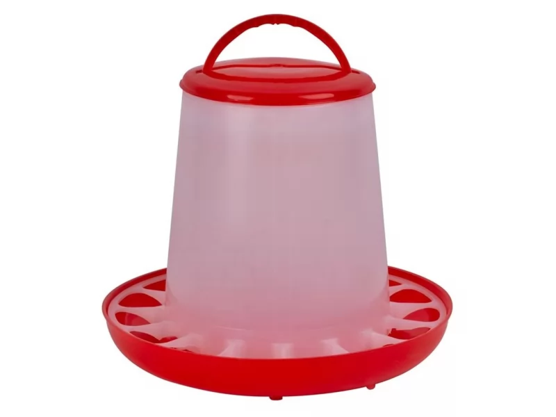 Hranitoare cu maner pentru pui si pasari de curte din plastic, capacitate 1.5 kg
