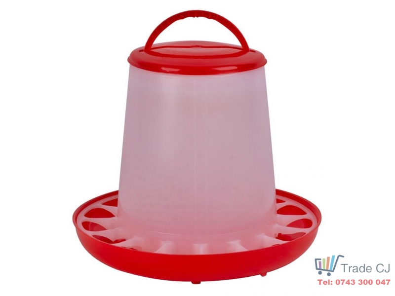 Hranitoare cu maner pentru pui si pasari de curte din plastic, capacitate 9 kg