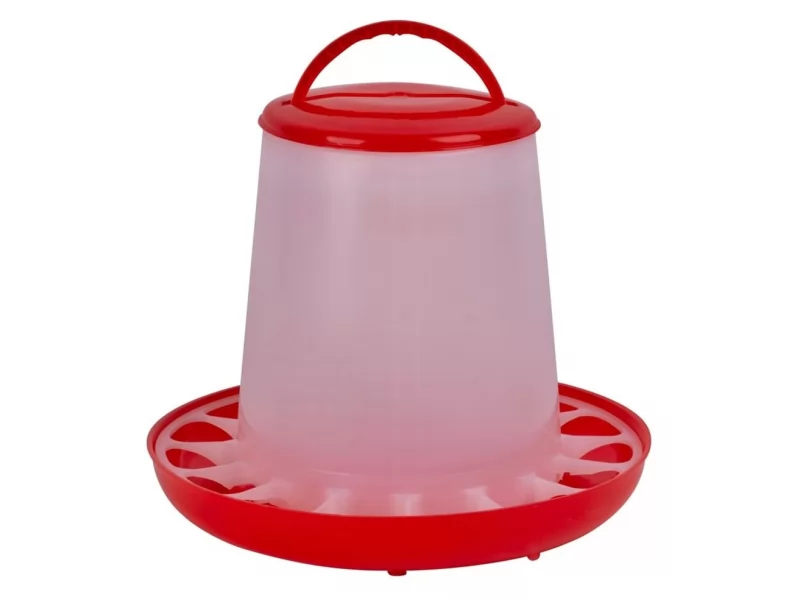 Hranitoare cu maner pentru pui si pasari de curte din plastic, capacitate 9 kg