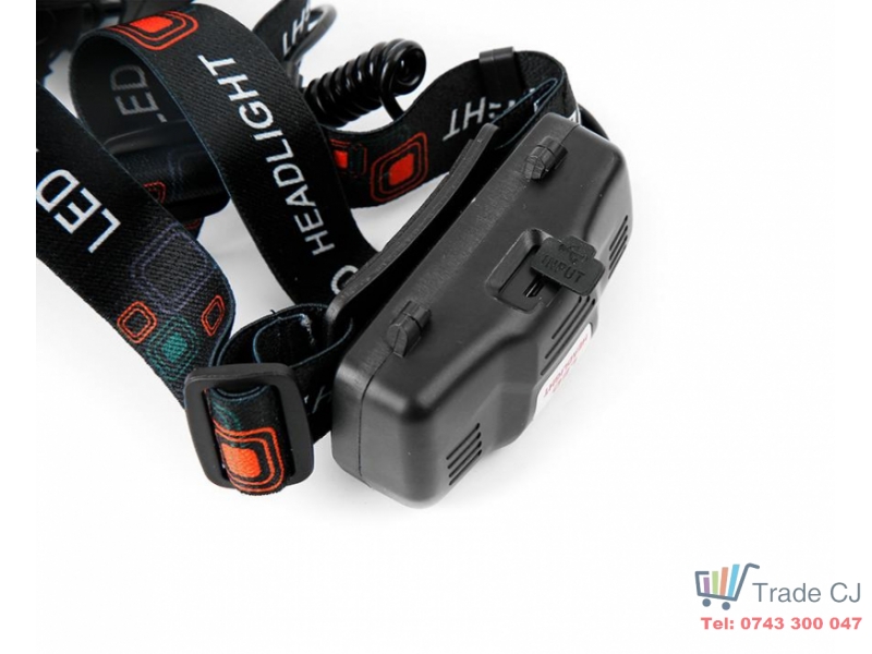 Lanterna frontala pe cap, 3 surse de iluminare cu LED, acumulator cu incarcare USB 1200mAh