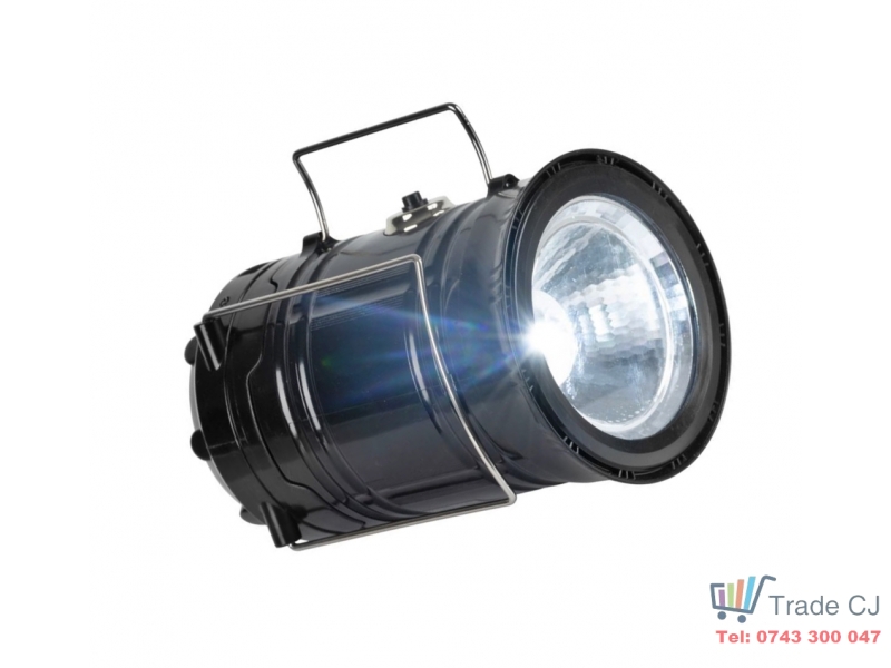 Lanterna LED cu acumulator 1200mAh, pentru camping cu incarcare solara si USB, 80lm, efect flacara