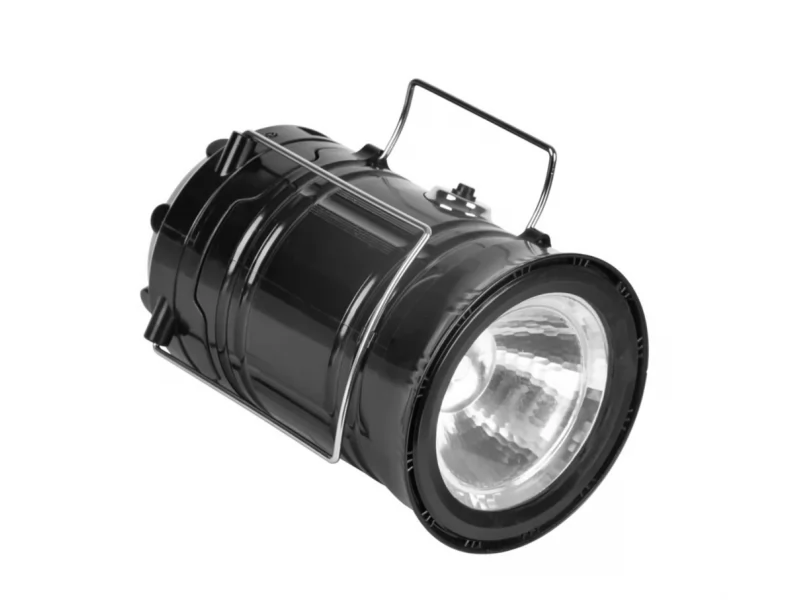 Lanterna LED cu acumulator 1200mAh, pentru camping cu incarcare solara si USB, 80lm, efect flacara