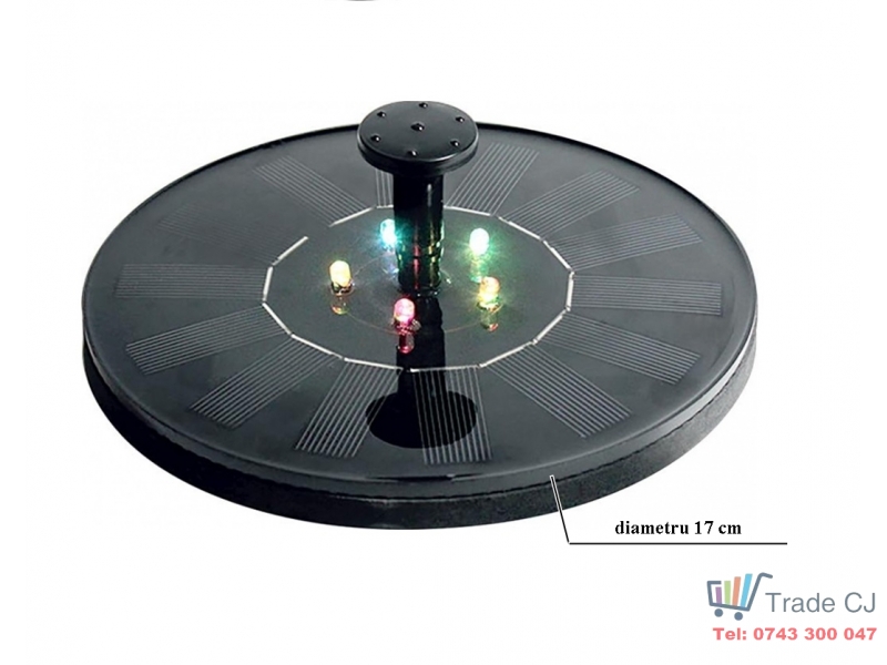 Fantana arteziana plutitoare cu incarcare solara si becuri LED, diametru 17 cm, 180l h