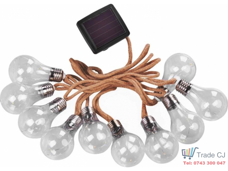 Ghirlanda cu alimentare solara, lungime 3.8 m,10 becuri LED, stil vintage