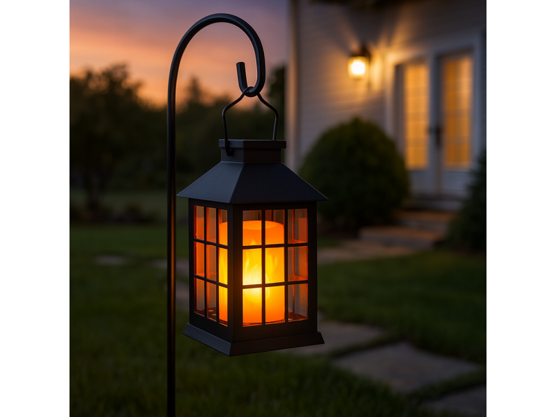 Lampa solara pentru gradina sau terasa, efect flacara, 10.5x10.5x19 cm