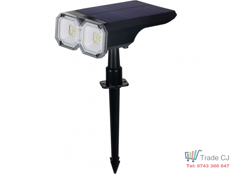 Lampa solara cu 18 Led, 16x10x27 cm, fixare in pamant, reglabila 120 grade, acumulator 1200mAh